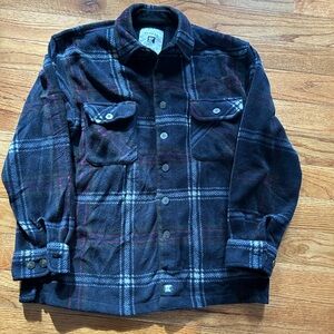 Juneau Mens Medium Blue Plaid Flannel Shirt Heavyweight Double Pocket Top